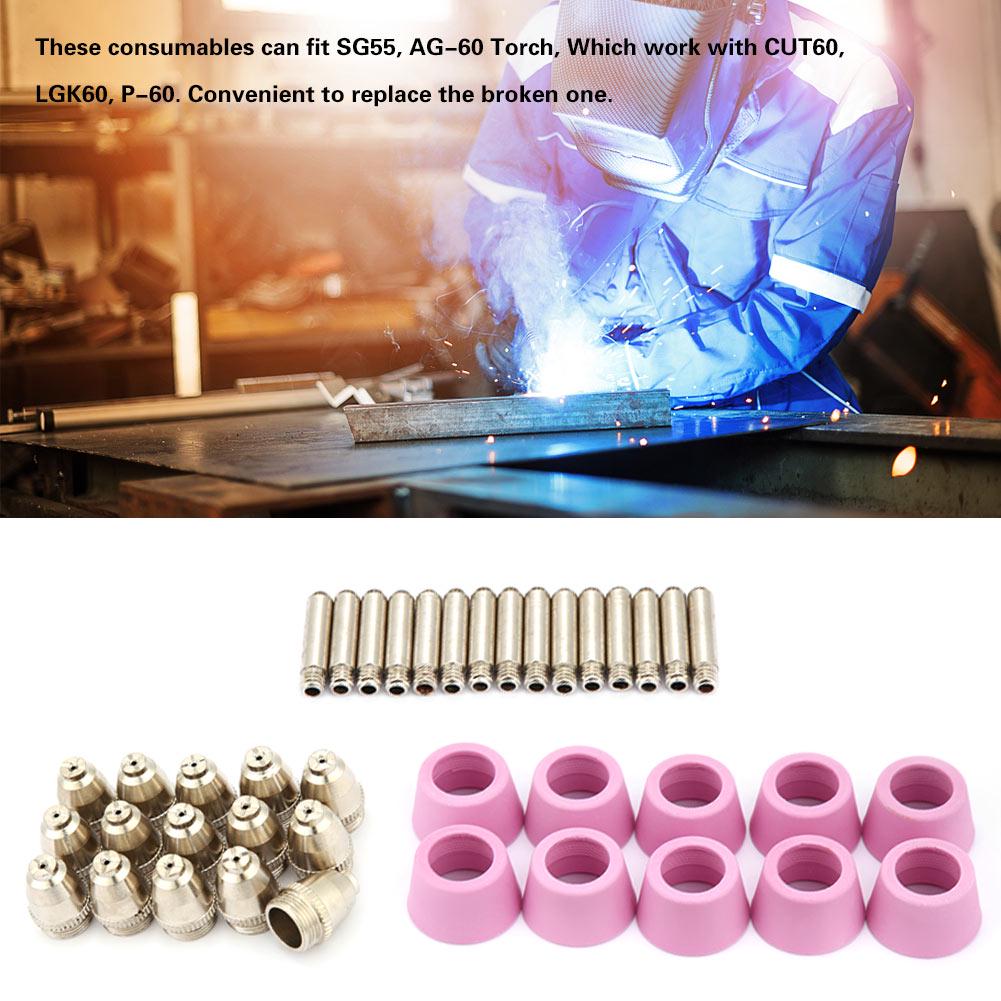 40pc Set AG60 SG55 Plasma Cutter Cutting Torch Consumables Electrode Nozzles Cups Kit