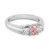 Pink CZ Round Three Stone Women Wedding Ring - 925 Sterling Silver