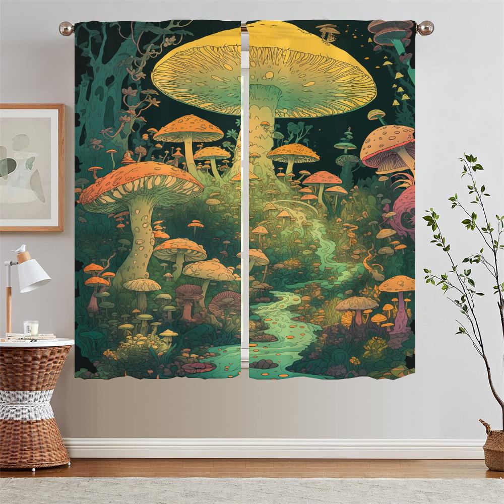 Abstract Mushroom Pattern Christmas Curtains for Living Room Ready Curtains Cheap Things With Free Shipping for Home Blind Curls