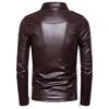 Men's Leather Motorcycle Jacket Slim Lapel Leather Zipper Motorcycle Jacket