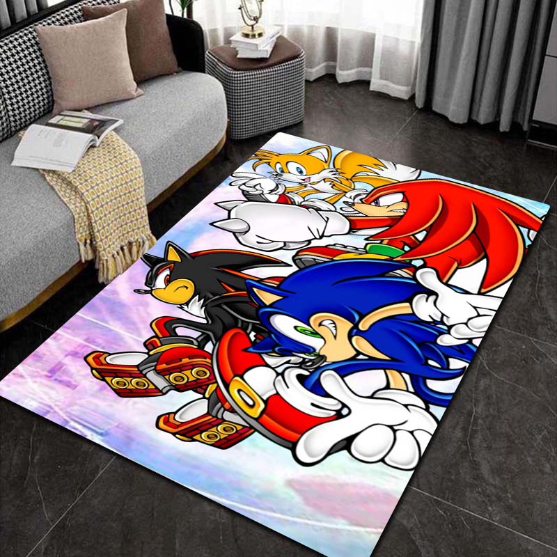 3D S Sonic c Cartoon Print Area flannel Rug Non‑Slip Soft Floor Carpet For Kids Boys Girls Bedroom Playroom Home Indoor Decor