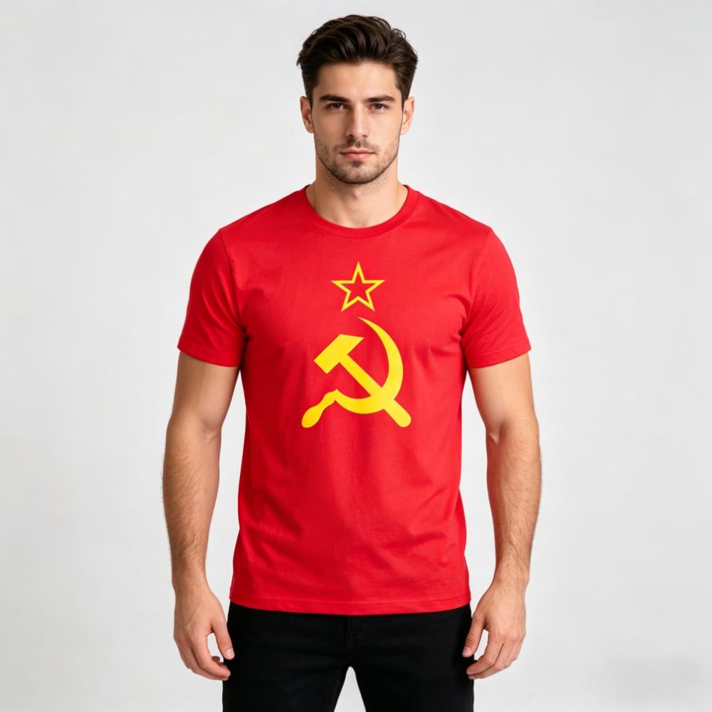 СССР Флаг со звездой, серпом и молотом Графическая футболка Мужская Женская Унисекс Хлопок Короткий рукав Так