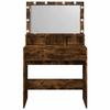Makeup Vanity with LED Lighting Smoked Oak Finish 80 x 41 x 134.5 cm