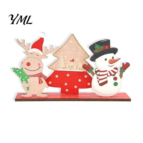 Miniature Elk Holiday Ornaments Wooden Christmas Ornaments, Tabletop Decoration with Santa Claus Snowman Desktop Decorations Designs for Home