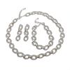 Minimalist Hip-Hop Stainless Steel Jewelry Set: Oval Twisted Rope Earrings, Bracelet, and Collarbone Chain.