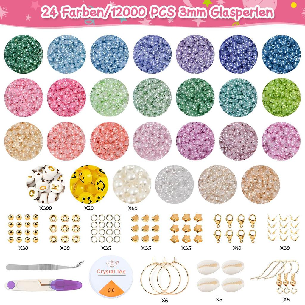 3mm Glass Seed Beads: 120,000-Piece DIY Friendship Bracelet & Jewelry Making Kit
