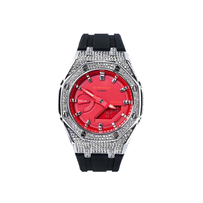 CASIO Unisex Liquid Crystal,Analog Dual Display Series 48.5mm Red Watch GA-2100-4A(Watch8--)
