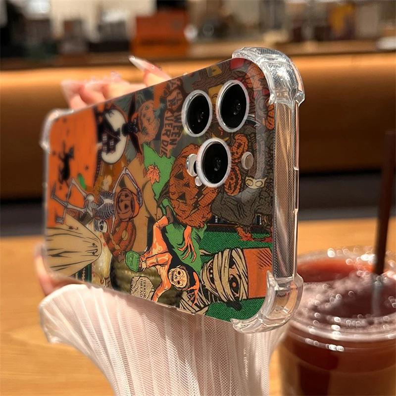 Милый прозрачный чехол для телефона Ghost для iPhone 15 14 13 12 11 Pro Max 7 8 14 15 Plus X XR XS Max забавный матовый мягкий роскошный чехол на Хэллоуин