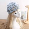 Flowers Knitted Hat Hollowed Out Beret Cap Breathable Baotou Hat  for Women