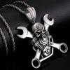 Ожерелье с подвеской в ​​виде головы черепа и гаечного ключа для мужчин и женщин, мужские украшения из нержавеющей стали, мужские подвески, подарок для парня