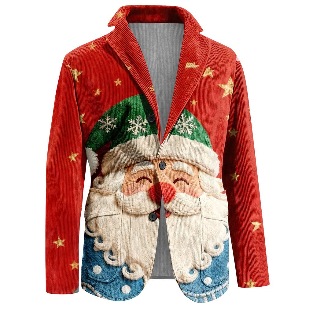 Мужской уродливый рождественский вельветовый теплый карманный пиджак-кардиган, мужской повседневный костюм