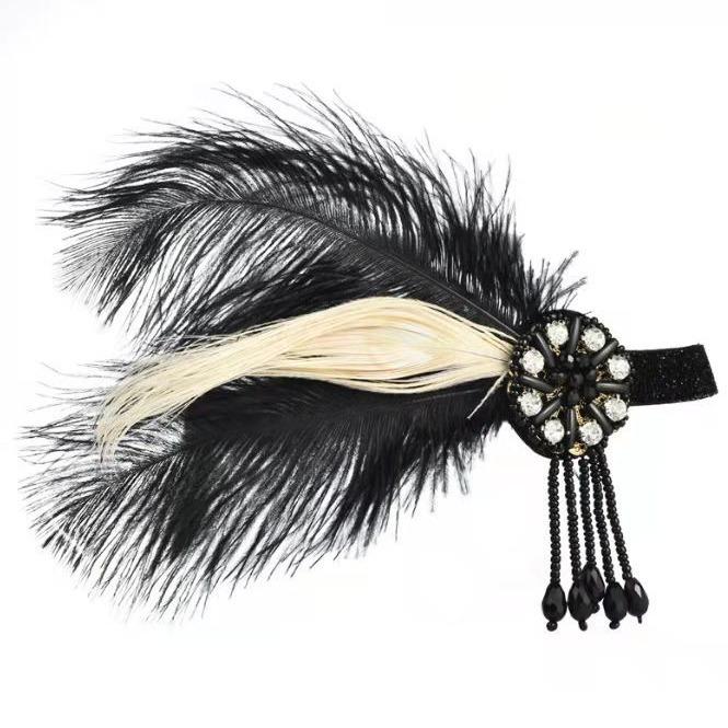 Повязка на голову с кисточками и перьями в стиле 1920-х годов для вечеринок и собраний