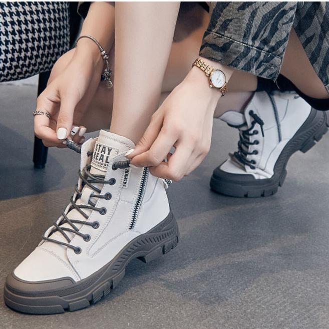 Весенне-осенняя обувь, модные женские ботинки из натуральной кожи, женские ботильоны на толстой подошве, брендовые женские ботильоны Botas