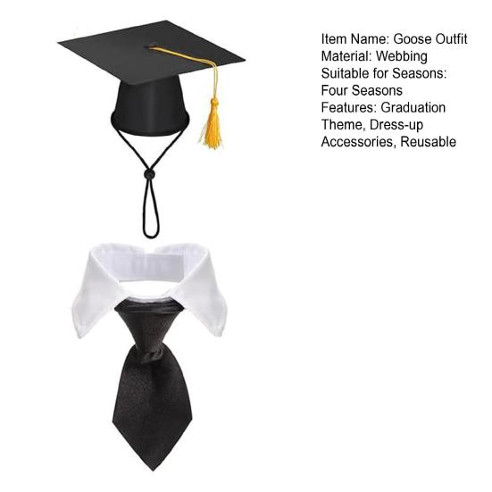 1 комплект нарядов для выпускного в виде гуся из газона, черная шляпа бакалавра, галстук-бабочка, украшение для статуи гуся для двора, нарядная одежда, аксессуары для костюмов