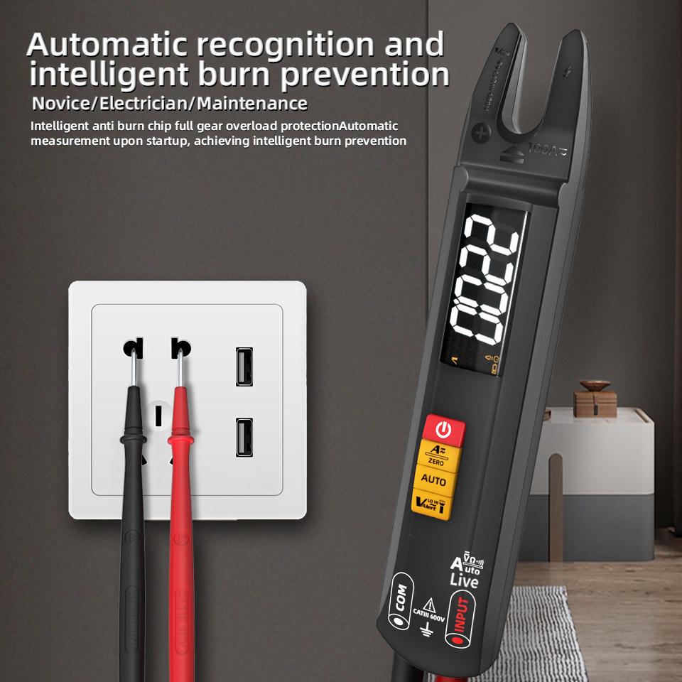 Digital Clamp Meter Fork DC AC 100A Ammeter Pliers True RMS Current Auto Multimeter Voltage Ohm Electrical Tester Rechargeable