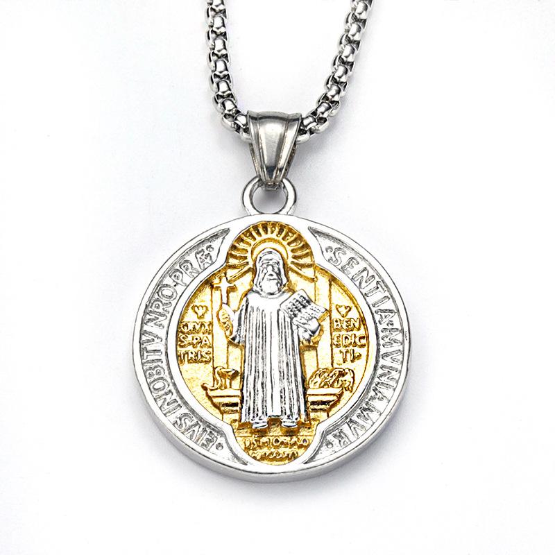 Double-Sided Titanium Steel Pendant Engraved Vintage Stainless Steel Jewelry Unisex Gift