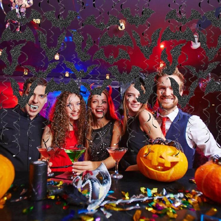 30PCS Glittered Bats Swirls Hanging Decoration Ceiling Ornament for Birthday Home Party Decoration