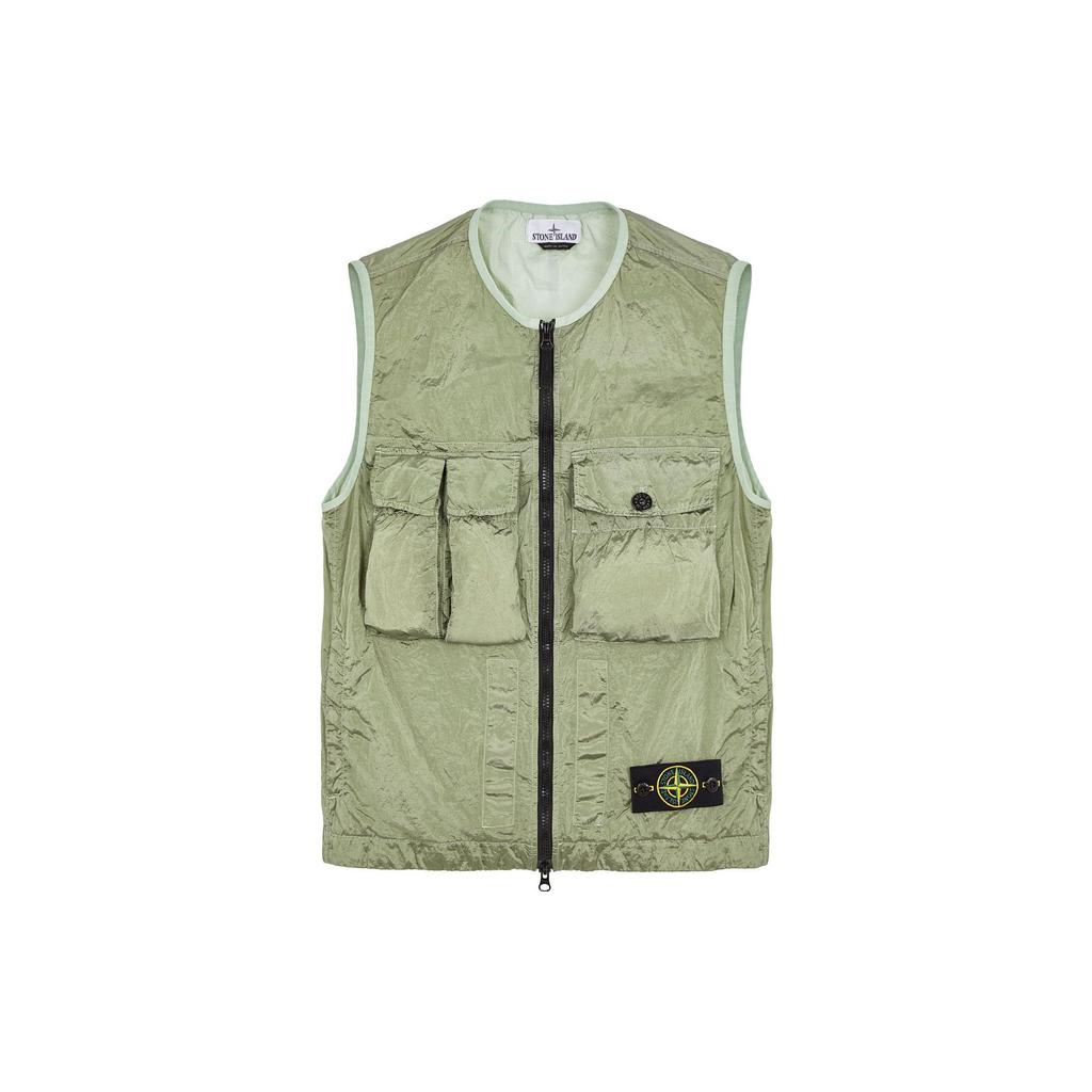 Stone Island SS23 Solid Color Large Pocket Zipper Vest Unisex Vests Green 7815G0619-V0055