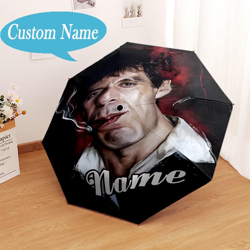 Custom Name Scarface Umbrella Folding Umbrella, Automatic Umbrella - 8-Frame for Travel, Casual Lightweight Personalized Gifts