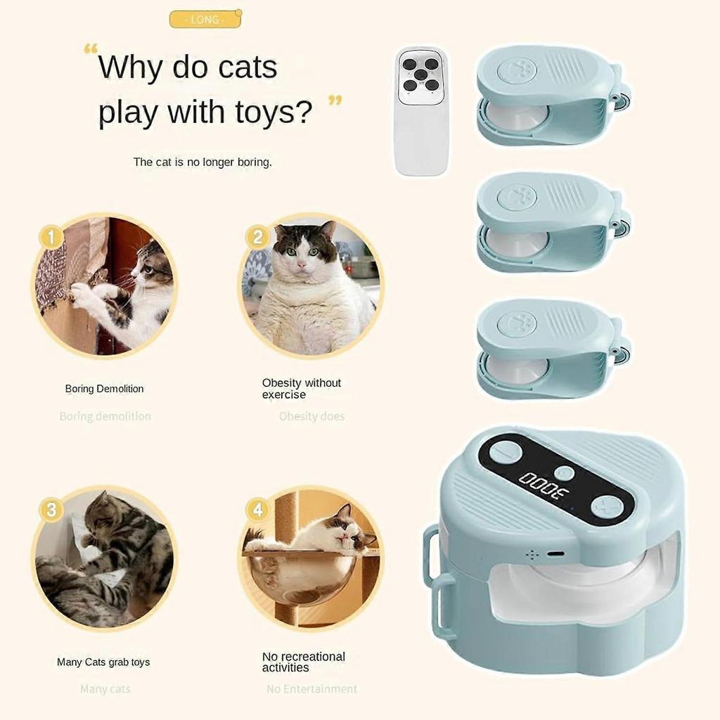 Automatic Interactive Cat Toy Set Remote Control Treadmill with LED Lights & Feather Attachments, Adjustable Speed for Indoor Cats