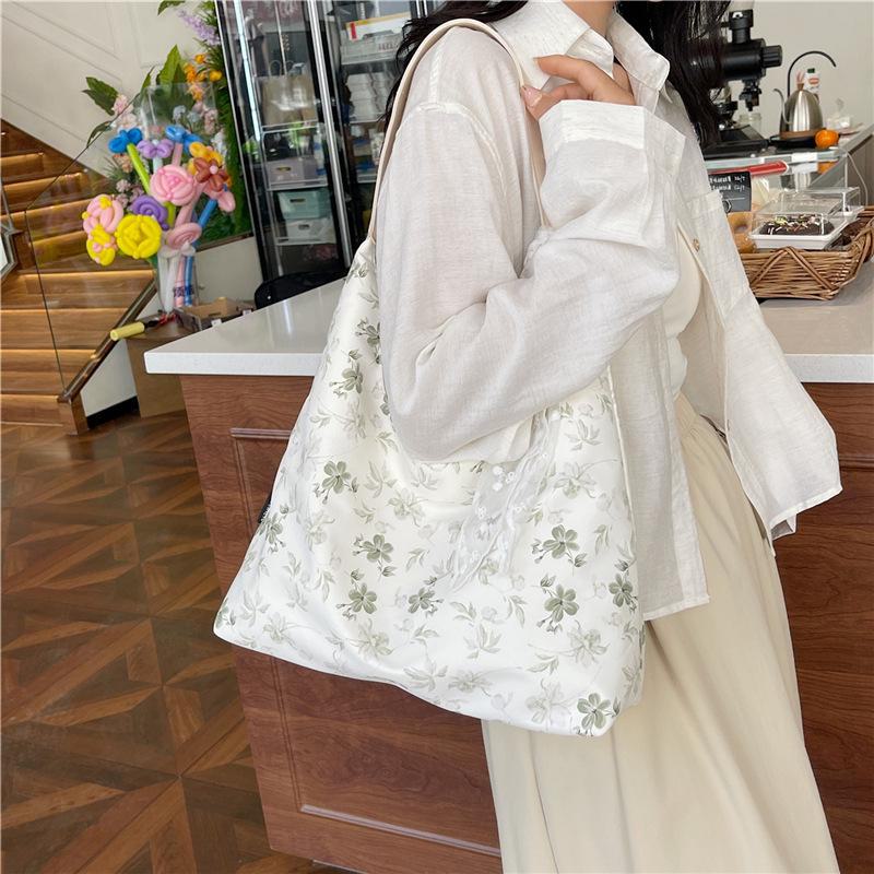 Женская большая холщовая сумка с цветочным принтом - летняя сумка для колледжа и поездок на работу