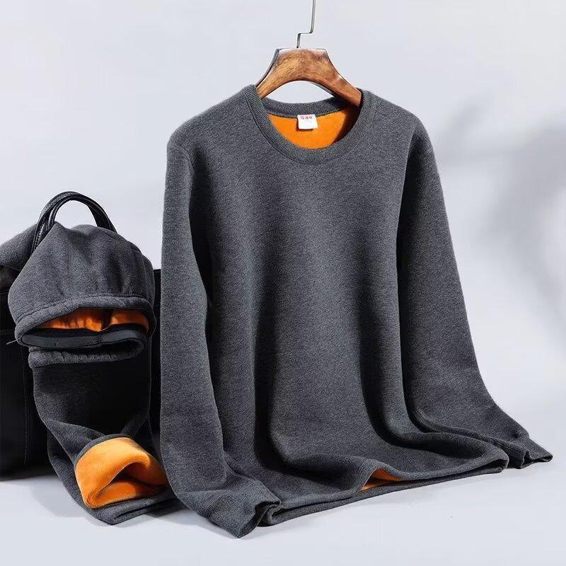 Men's Gold Velvet Thermal Underwear Set - Thickened Half-Turtleneck Top & Pants for Cold Weather.