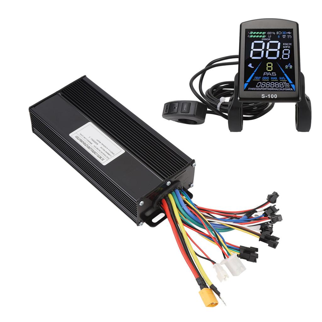 Electric Bike Conversion Kit 40A 3 Mode Sine Wave Motor Controller S 100 Color Screen Panel 20X Throttle Handle 8