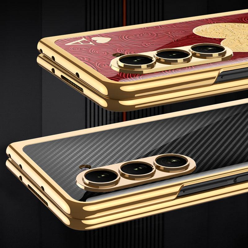 Роскошный Чехол с Покрытием «Все Включено» для Samsung Galaxy Z Fold 7 6 5 Fold5 Расписное Закаленное Стекло Ударопрочный Защитный Чехол для Телефона
