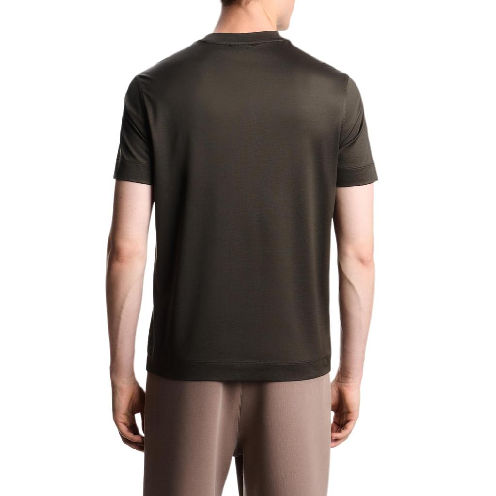 Emporio Armani EA7 Осень/Зима 25 Трикотажная футболка с круглым вырезом и пышными рукавами, однотонная, с логотипом, смешанная лиоцеллом, мужская одежда EM002963-AF10761-U8120