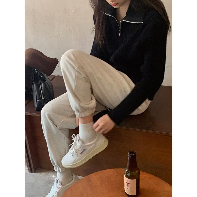 Women's Loose Knit Sweater with Zipper - New 2024 Autumn/Winter Stylish Long-Sleeve Top