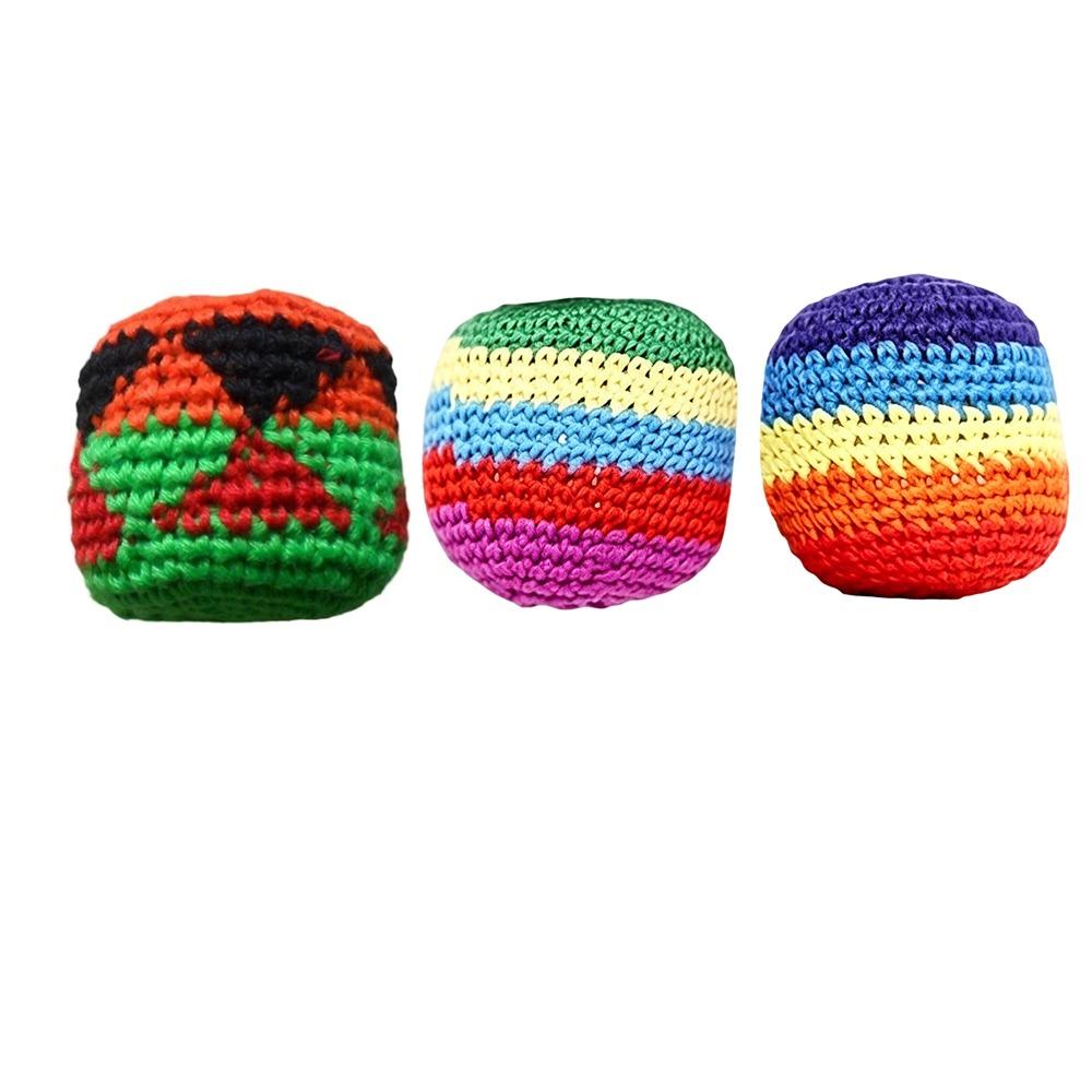 1/3/6/12Pcs Multicolored Foot Bag Crochet Balls Geometric Pattern Crochet Kick Sack Outdoor Toy