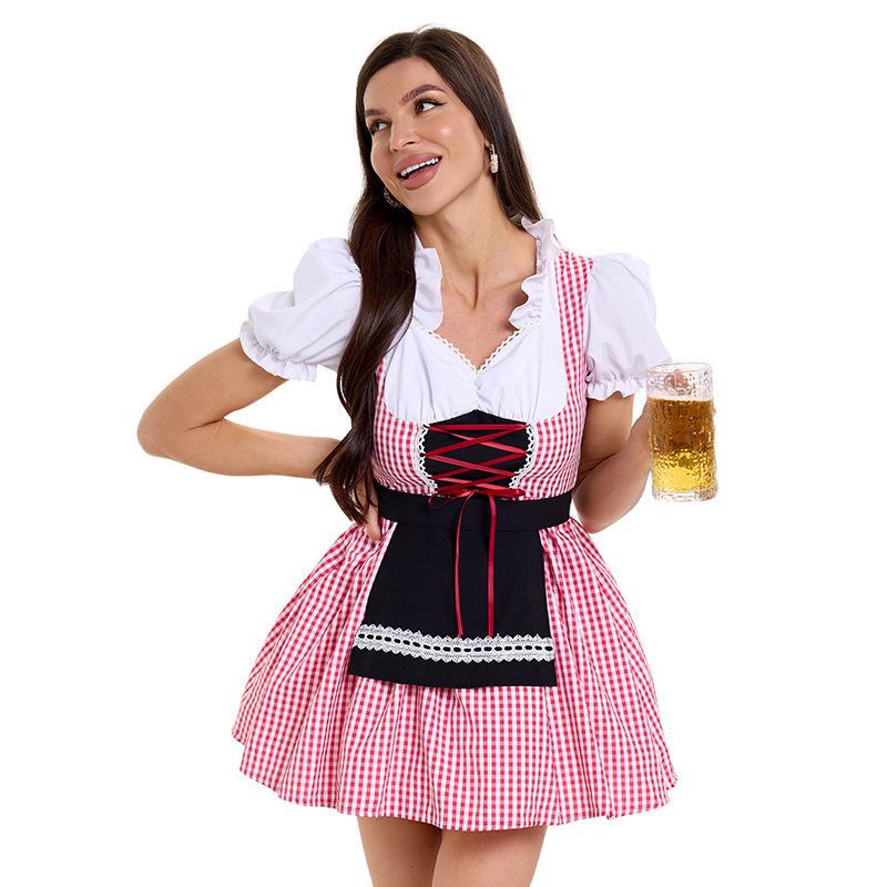 Halloween COS beer costume plaid dress, Germany Munich Oktoberfest costume party costume