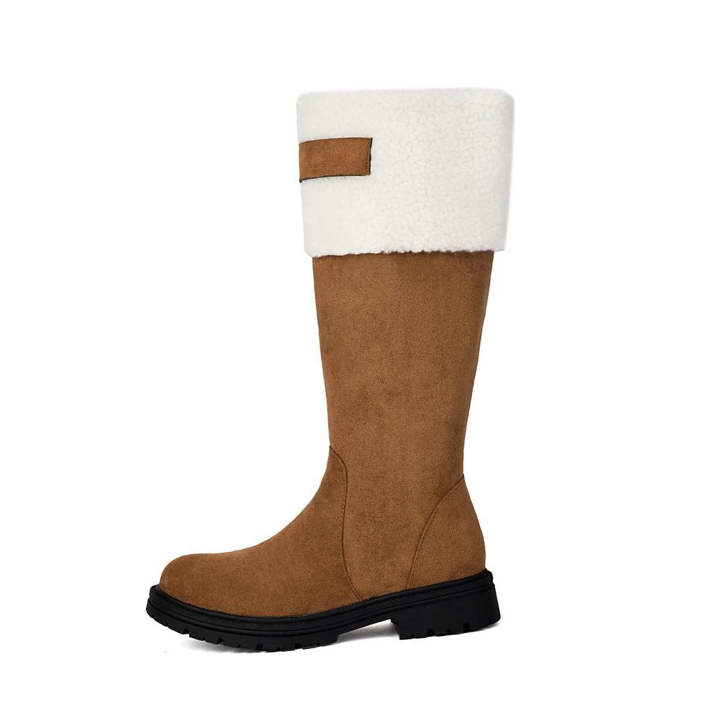 Krazing Po Flock Fur Keep Warm Winter Round To Western Boots Size 44 Size 48 Size 47 Chunky Heels Knee Boots