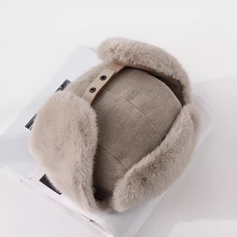 Korean Style Winter Patchwork Lei Feng Hat with Ear Protection - Unisex Windproof Cycling Cap