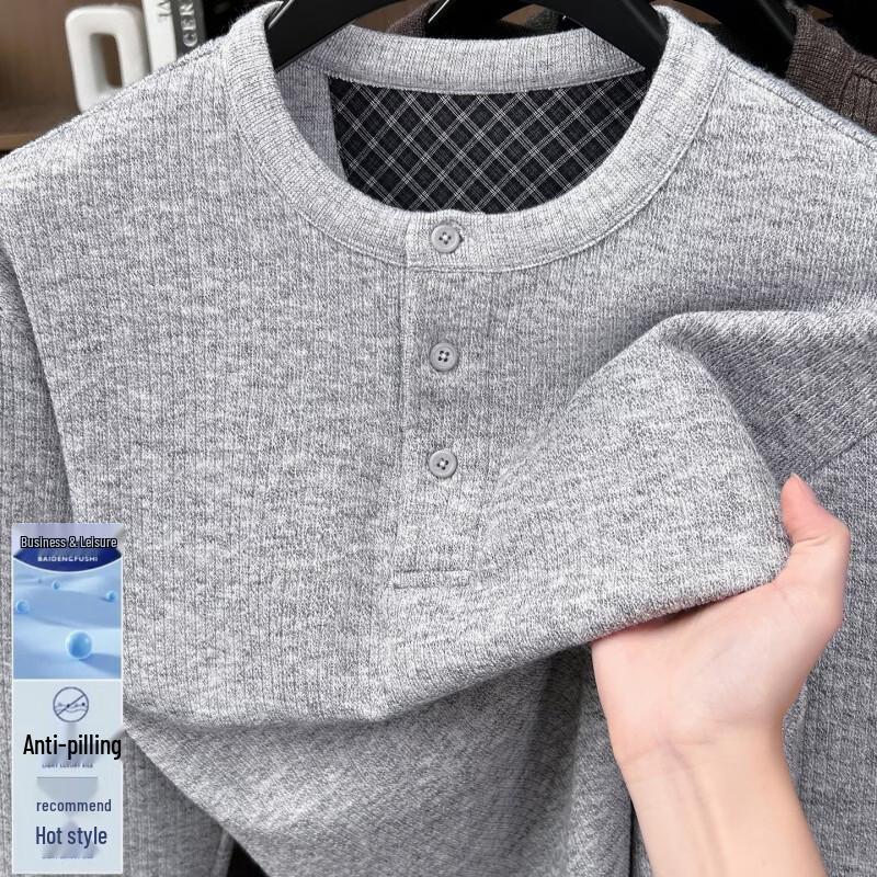 Pierre Cardin Men's Henley Neck Long-Sleeve Knitted T-Shirt