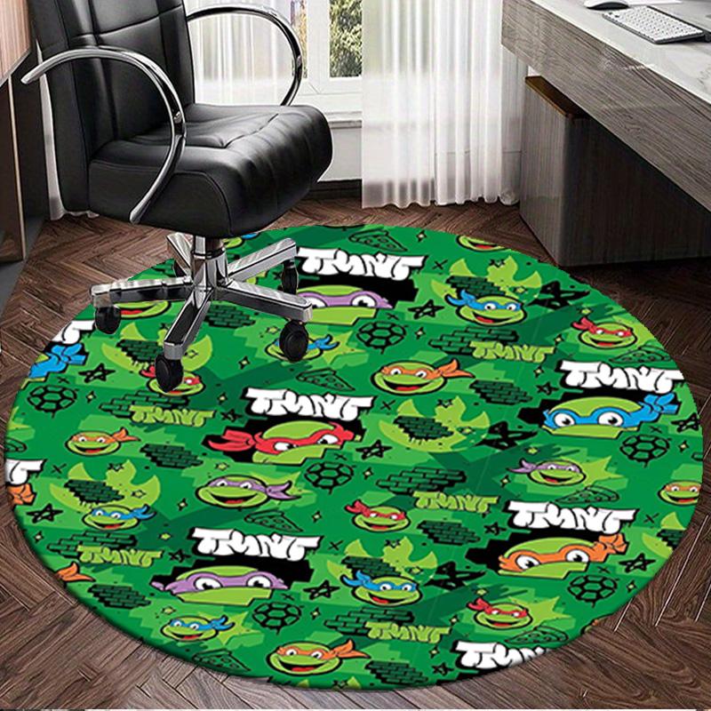 1PC Turtle Warrior In Flames Round Rug, Non-slip Chair Mat, Home Decor, Circle Carpet Perfect for Office, Bedroom, Living Room,Christmas gift