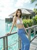 Pure desire babes white bikini three-piece sexy split swimsuit women's seaside vacation beach wide-leg pants set
