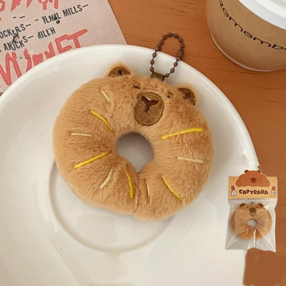 Croissant Capybara Pendant Decoration Plush Bread Key Chain Cute Bag Pendant Unisex