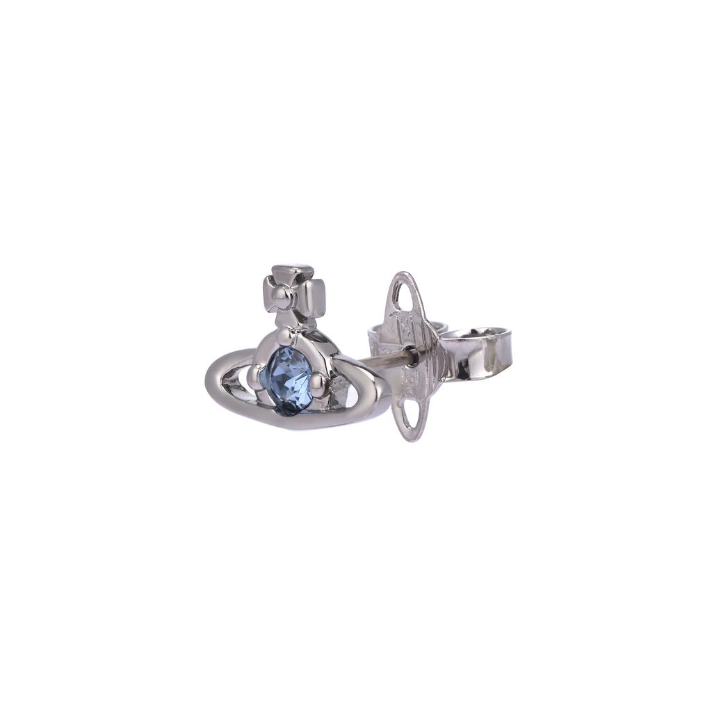 Vivienne Westwood Nano Solitaire Engraved Detail Sphere Profile Brass Earrings Women Earrings Gunmetal Blue 62010037-02S421