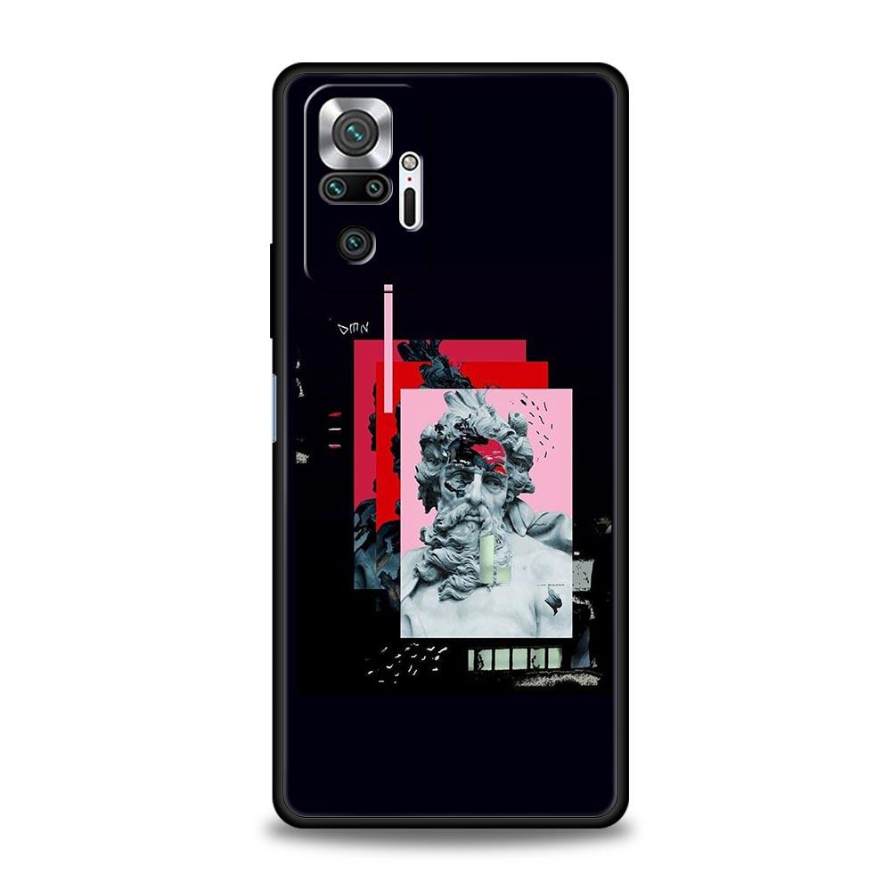 Cartoon Statue Abstract Art Phone Case Cover for Redmi 14C 10C Note 15 14 13 12 10 11 K40 Pro Plus 5G Soft TPU Shockproof Fundas
