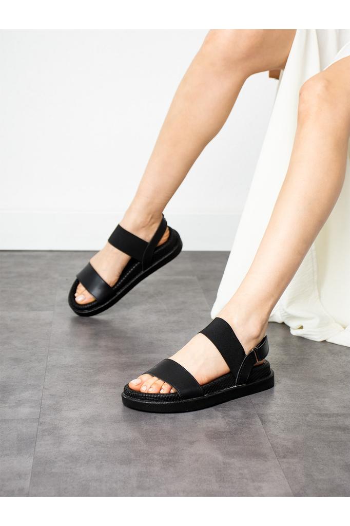 Women's Casual Sandals Beige Elastic Velcro Soft Non-Slip Sole Summer Shoes