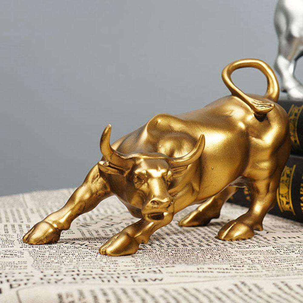 Bronze Bull Statue Wall Street Bronze Sculpture Antique Fengshui Bull OX Statues Handmade Craft Home Office Decor Business Gifts