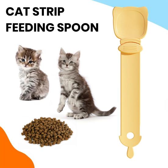 Cat Strip Feeder Clean Spoon Easy Squeeze with Card Slot Prevent Wasting Cat Treat Bars Squeezer Cereal Dispenser
