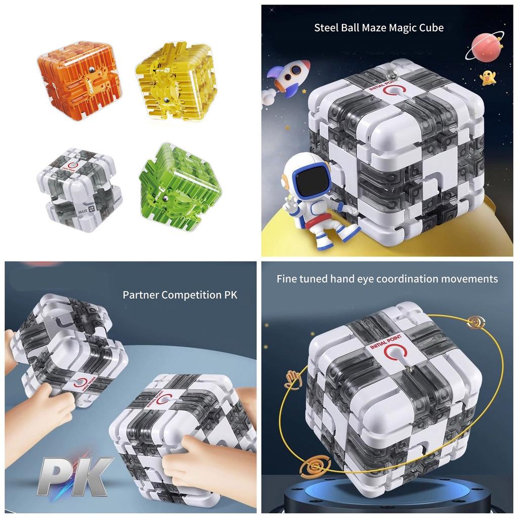 Кубик-лабиринт 3x3 Головоломка Игрушка для логического мышления и координации рук и глаз Развивающий кубик-тизер для мозга Игрушка-гироскоп