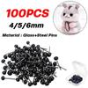 100Pcs 4/5/6mm Mixed Mini Black Glass Eyes Kits Assortment for Needle Felting Bears Dolls Decoys Sewing