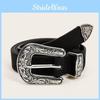 Button Women Double Faux Leather Belt With Floral Decor For Office Wears Casual