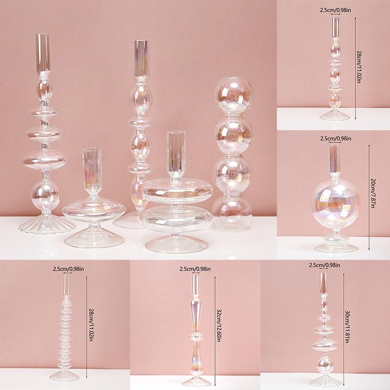 Подсвечник для домашнего декора Ваза Свадебное украшение Прозрачный стеклянный подсвечник Настольные украшения Вазы