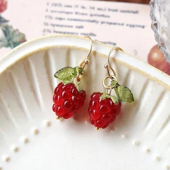 1 пара женских сережек с искусственным кристаллом малины, серьги-кисточки с фруктами, серьги-крючки для выпускного вечера, вечеринки, свидания, украшения для ушей