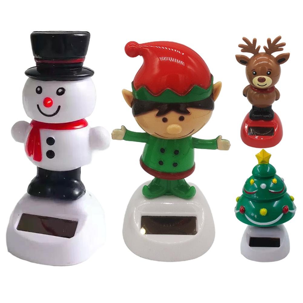 Creative Car Ornament Solar Rocking Christmas Tree Snowman Santa Claus Elk Automatic Swing Auto Interior Whimsical Decoration