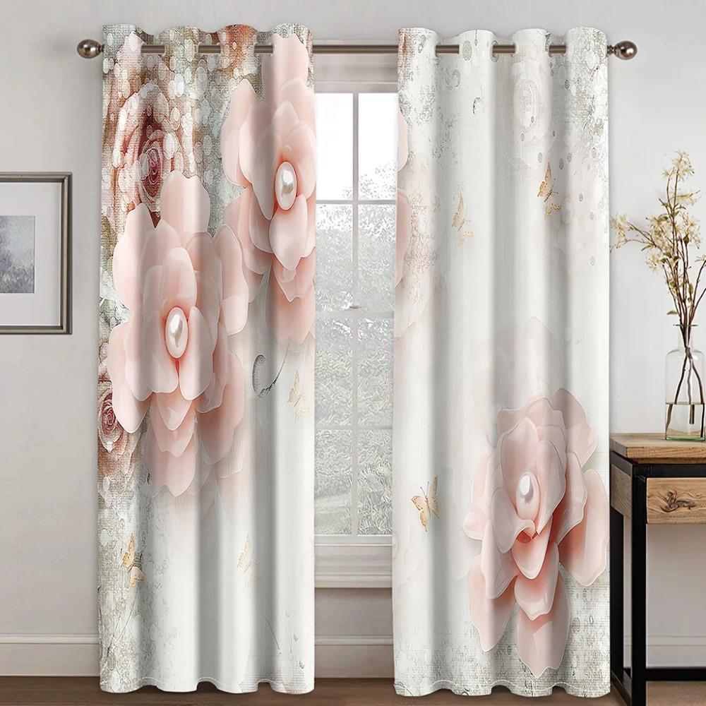 3D Printing Curtain Rose Romantic Flower Printed Curtains For Living Room Bedroom Red and White Hotel Drapes 2023
